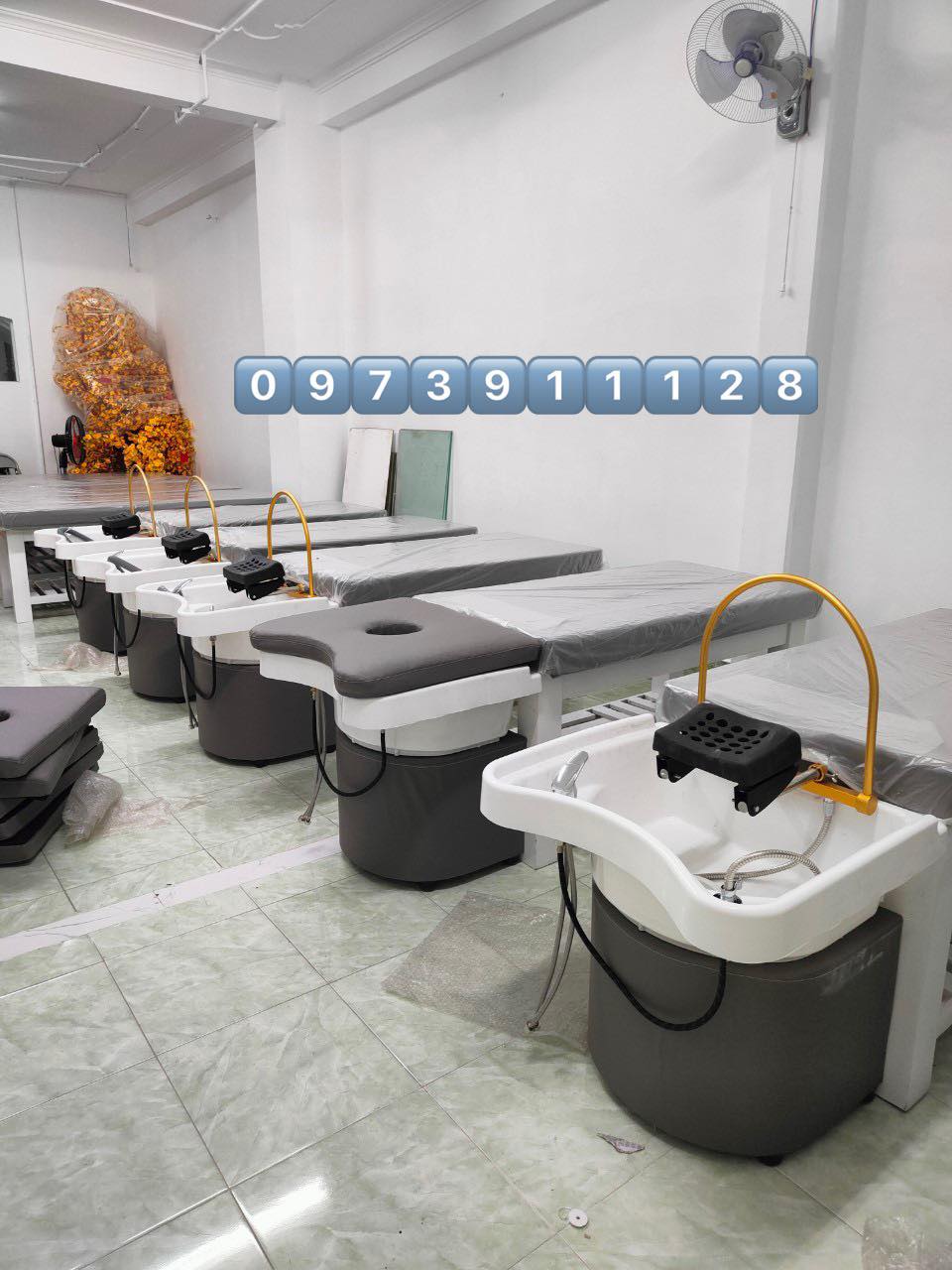 Giường gội đầu dưỡng sinh cao cấp bồn nhựa - giường gội 2in1 kèm vòm massage bán nguyệt