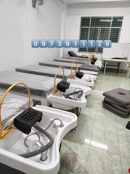 Giường gội đầu dưỡng sinh cao cấp bồn nhựa - giường gội 2in1 kèm vòm massage bán nguyệt